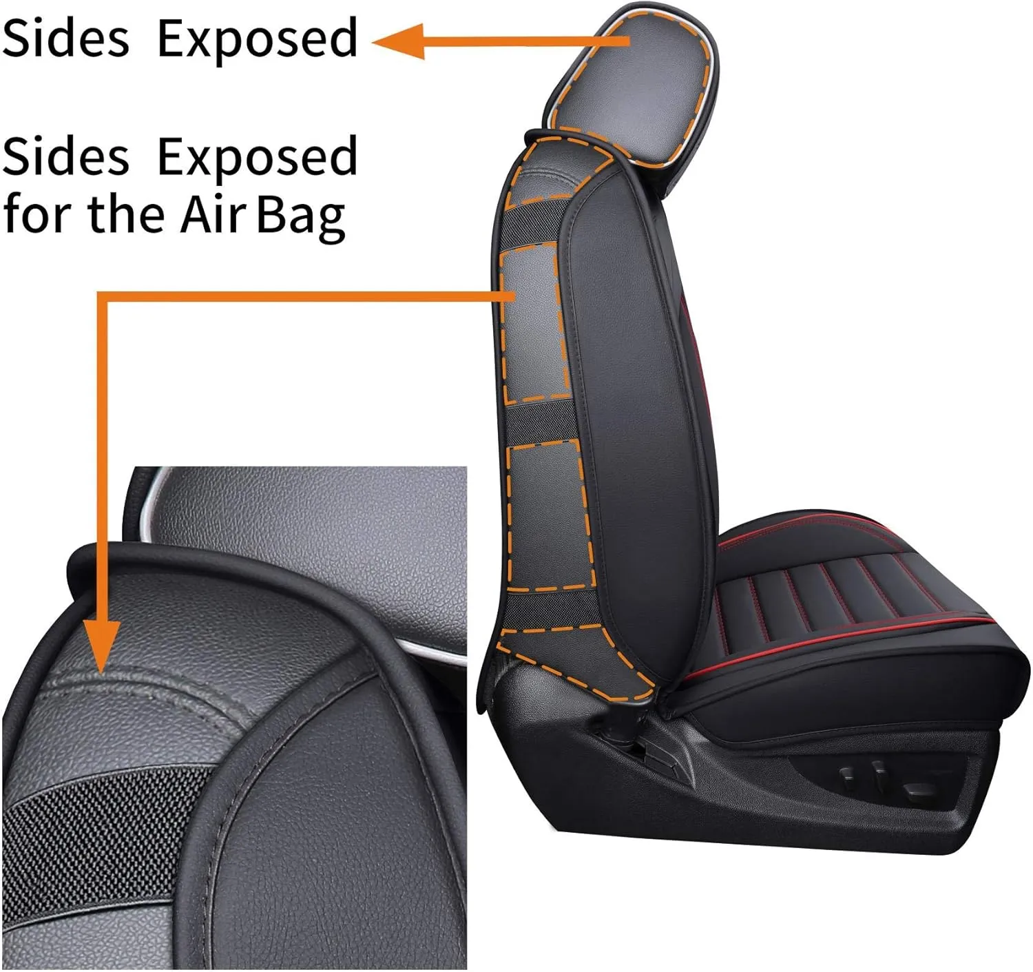 YIERTAI Truck Seat Covers Compatible with Chevy Silverado GMC Sierra fit 2007-2025 1500/2500/3500HD Trail Boss Z71 Crew Double Extended Cab Waterproof Leather Covers(2 PCS Front only/Black-Red)