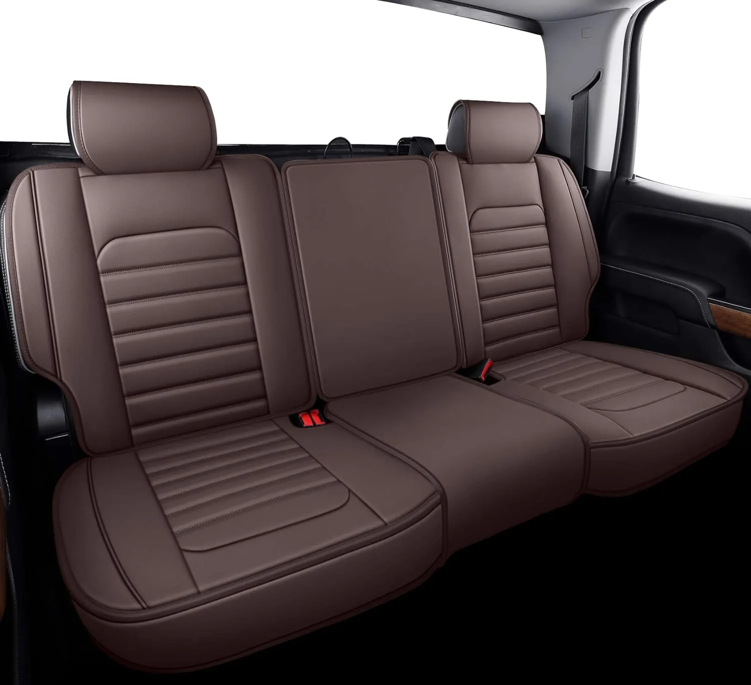 YIERTAI Truck Seat Covers for Chevy Chevrolet Silverado GMC Sierra Custom Fit 2007-2025 1500 2500 3500HD Trail Boss Z71 Crew Double Extended Cab Waterproof Leather(5 PCS Full Set/Brown)