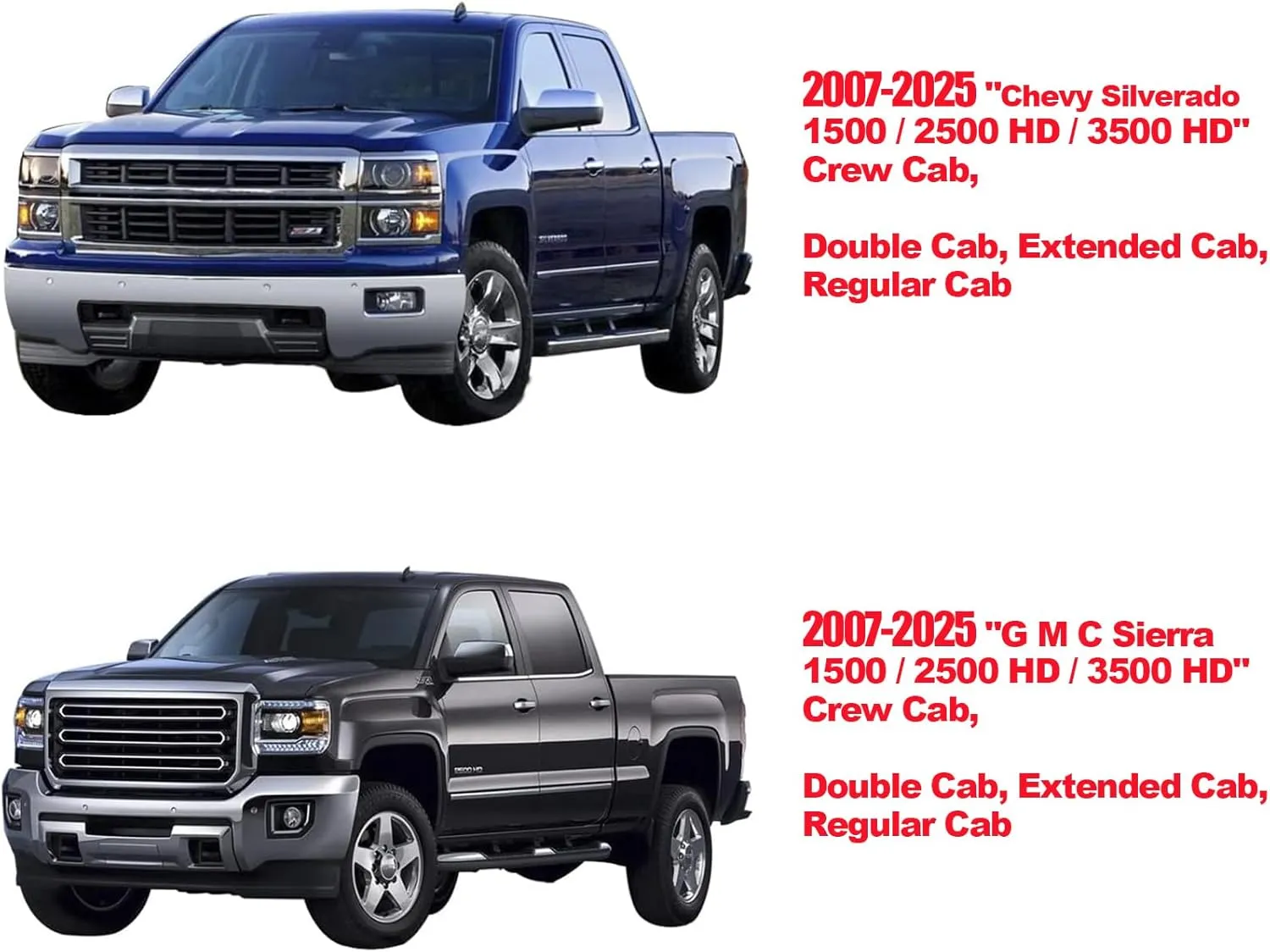 YIERTAI Truck Seat Covers for Chevy Chevrolet Silverado GMC Sierra Custom Fit 2007-2025 1500/2500/3500 Trail Boss Z71 Crew Double Extended Cab Waterproof Leather(2 PCS Front only/Black)
