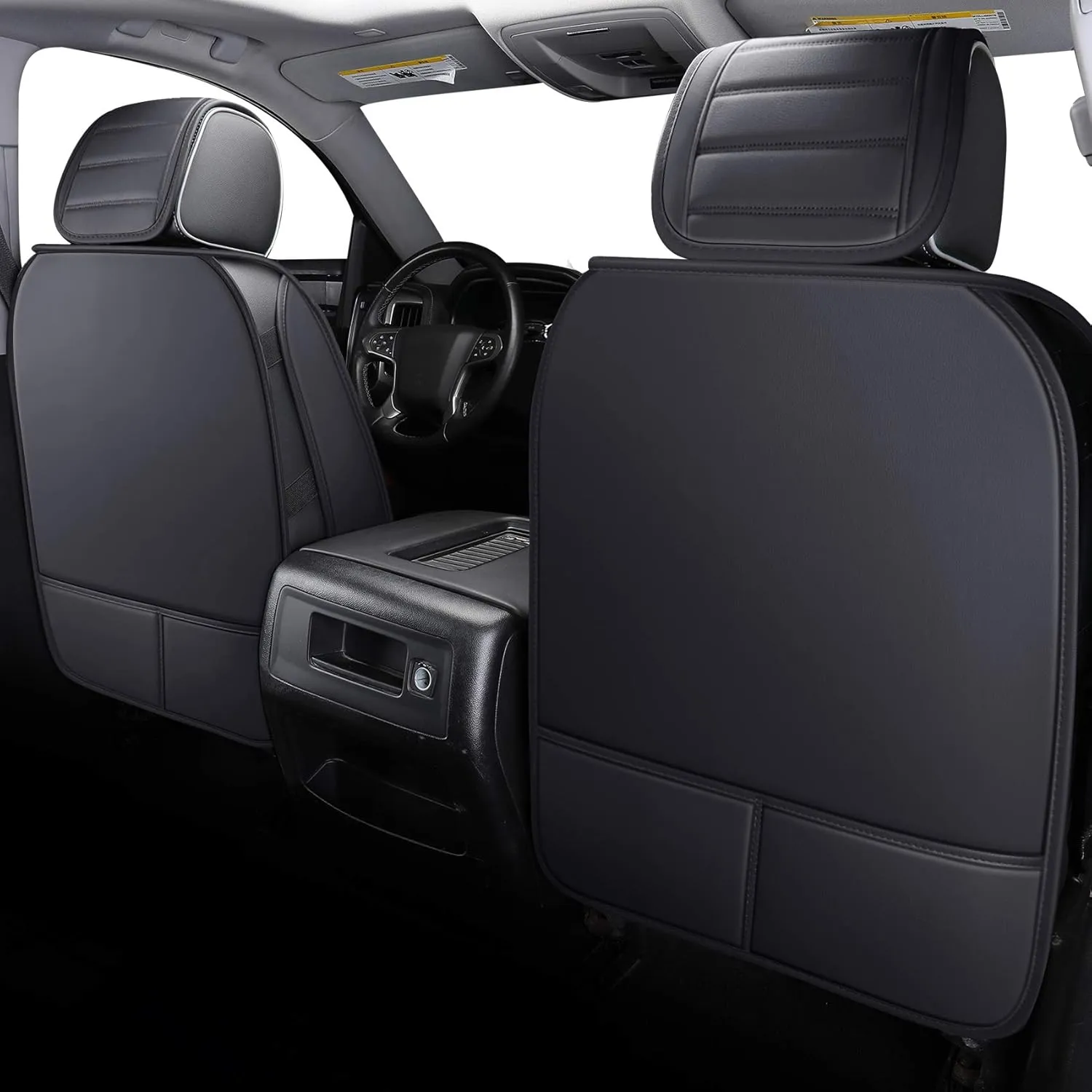 YIERTAI Truck Seat Covers for Chevy Chevrolet Silverado GMC Sierra Custom Fit 2007-2025 1500/2500/3500 Trail Boss Z71 Crew Double Extended Cab Waterproof Leather(2 PCS Front only/Black)