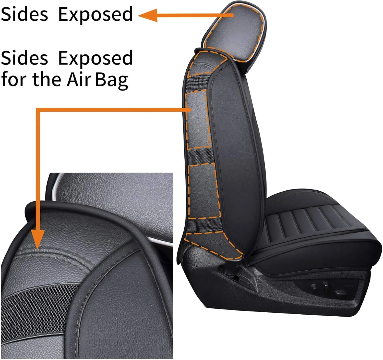 YIERTAI Truck Seat Covers for Chevy Chevrolet Silverado GMC Sierra Custom Fit 2007-2025 1500/2500/3500 Trail Boss Z71 Crew Double Extended Cab Waterproof Leather(2 PCS Front only/Black)