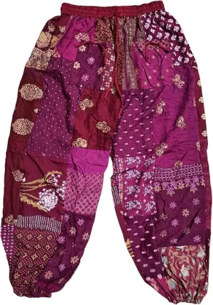 YILLE Boho Patchwork Harem Pants for Women, Casual Loose Fit Hippie Yoga Joggers with Pockets, Bohemian Lounge Comfy Palazzo