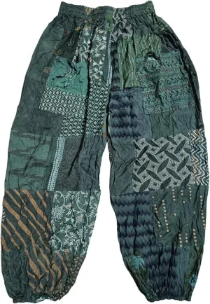 YILLE Boho Patchwork Harem Pants for Women, Casual Loose Fit Hippie Yoga Joggers with Pockets, Bohemian Lounge Comfy Palazzo
