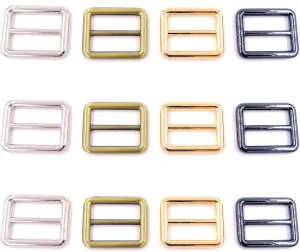 YIXI-SBest 12pcs 4 Color 1 inch Zinc Alloy Slider Tri-Glide Buttons Webbing Strap Tri Glide Adjustable Buckle Fasteners for Strap Keeper Leathercraft Bag Belt Bags DIY Accessories