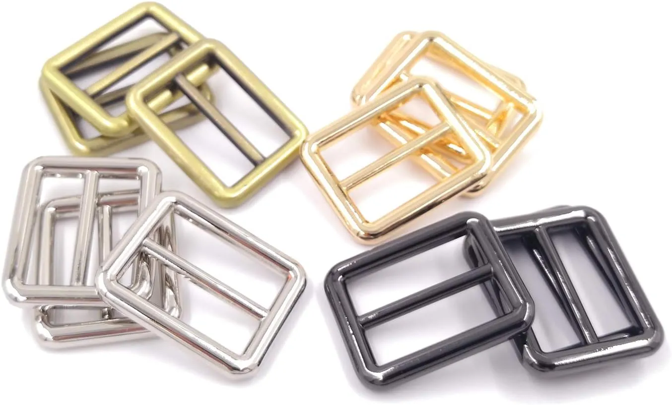 YIXI-SBest 12pcs 4 Color 1 inch Zinc Alloy Slider Tri-Glide Buttons Webbing Strap Tri Glide Adjustable Buckle Fasteners for Strap Keeper Leathercraft Bag Belt Bags DIY Accessories