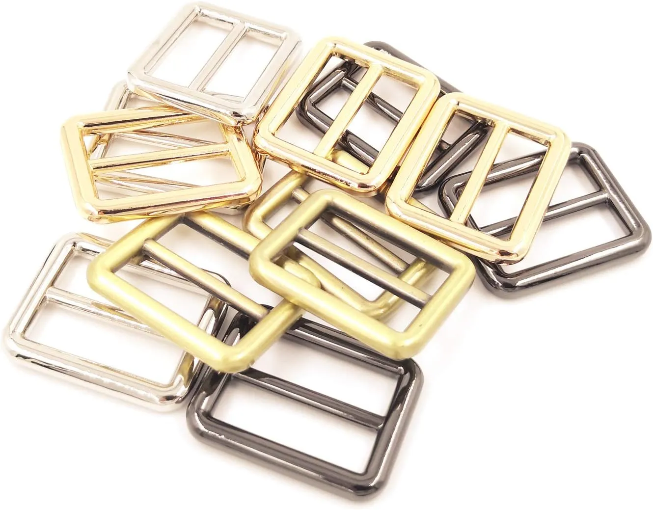 YIXI-SBest 12pcs 4 Color 1 inch Zinc Alloy Slider Tri-Glide Buttons Webbing Strap Tri Glide Adjustable Buckle Fasteners for Strap Keeper Leathercraft Bag Belt Bags DIY Accessories