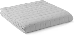 YnM Exclusive Cooling Weighted Blanket, Nylon/PE Fabric, Smallest Compartments, Bed Blanket for One Person of 140lbs, Ideal for Twin/Full Bed (48x72 Inches, 15 Pounds, Light Grey Quill)