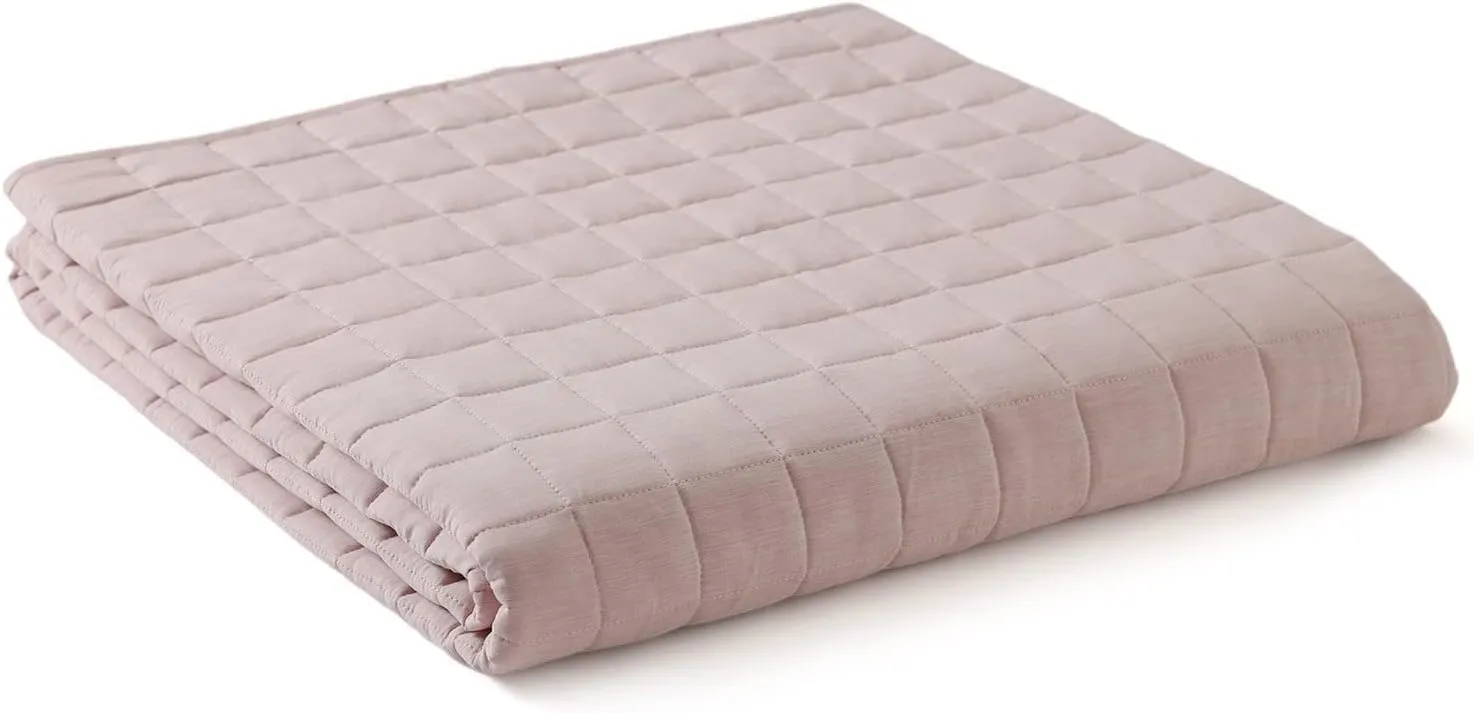 YnM Exclusive Cooling Weighted Blanket, Smallest Compartments with Glass Beads, Cooling Nylon/PE (Hushed Violet Pink, 88"x104" 20lbs), Two Persons 90~160lbs Sharing Use on Queen/King Bed