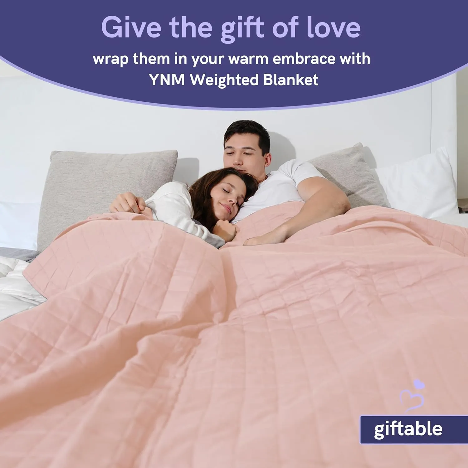 YnM Exclusive Cooling Weighted Blanket, Smallest Compartments with Glass Beads, Cooling Nylon/PE (Hushed Violet Pink, 88"x104" 20lbs), Two Persons 90~160lbs Sharing Use on Queen/King Bed