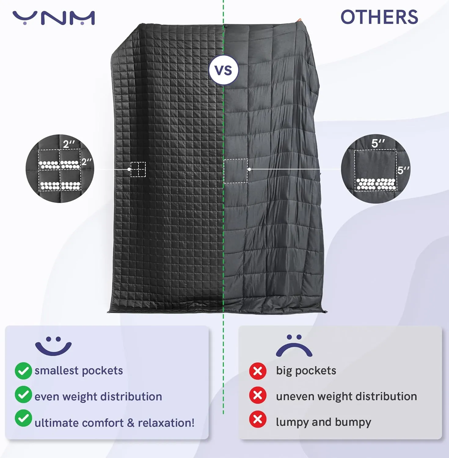 YnM Exclusive Cooling Weighted Blanket, Smallest Compartments with Glass Beads, Cooling Nylon/PE (Hushed Violet Pink, 88"x104" 20lbs), Two Persons 90~160lbs Sharing Use on Queen/King Bed