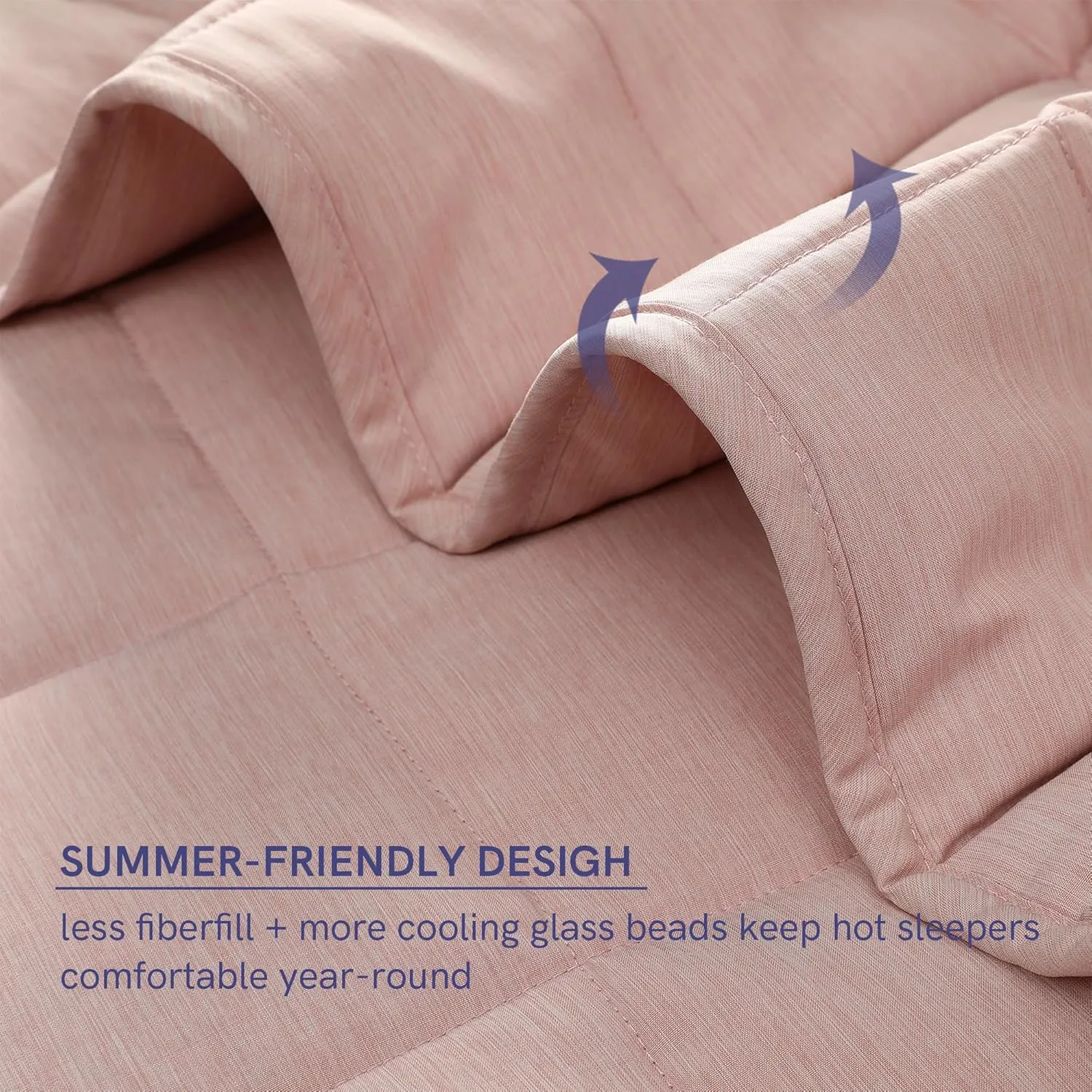 YnM Exclusive Cooling Weighted Blanket, Smallest Compartments with Glass Beads, Cooling Nylon/PE (Hushed Violet Pink, 88"x104" 20lbs), Two Persons 90~160lbs Sharing Use on Queen/King Bed