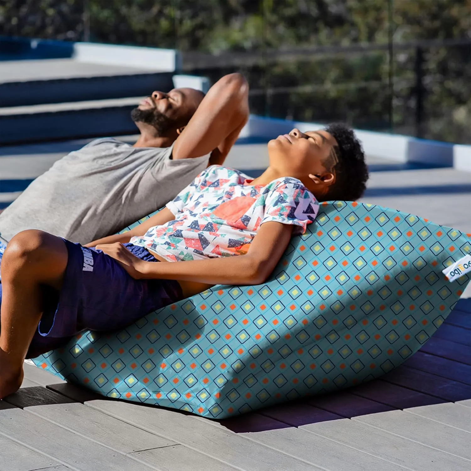 Yogibo Zoola Max Outdoor Bean Bag Chair, Oversized Beanbag Couch, Water Resistant, Cozy Patio Deck Lounge Furniture, Diamonds