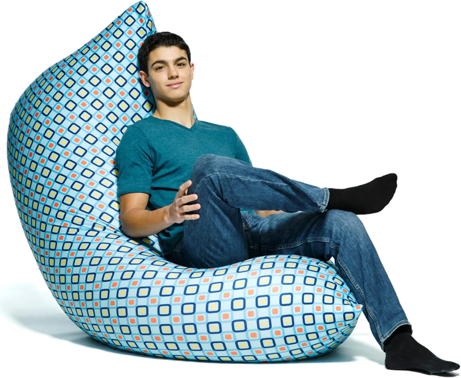 Yogibo Zoola Max Outdoor Bean Bag Chair, Oversized Beanbag Couch, Water Resistant, Cozy Patio Deck Lounge Furniture, Diamonds