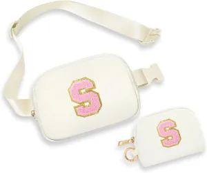 YOOLIFE Gifts for Women, Personalized Birthday Gifts for Women Daughter Sister Friends Mom Girlfriend Aunt Niece, Initial Fanny Pack Crossbody Purse Belt Bag, White S