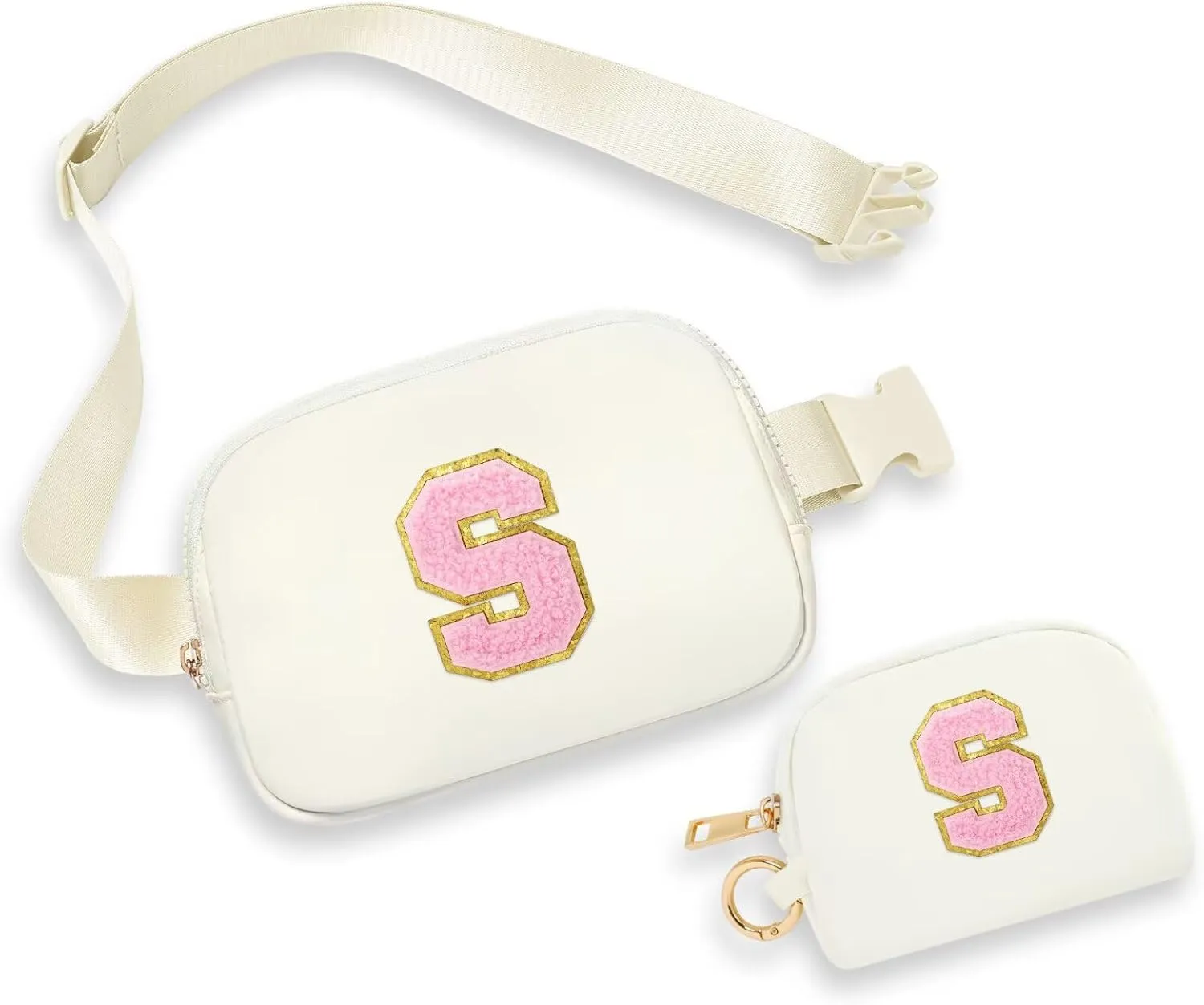 YOOLIFE Gifts for Women, Personalized Birthday Gifts for Women Daughter Sister Friends Mom Girlfriend Aunt Niece, Initial Fanny Pack Crossbody Purse Belt Bag, White S