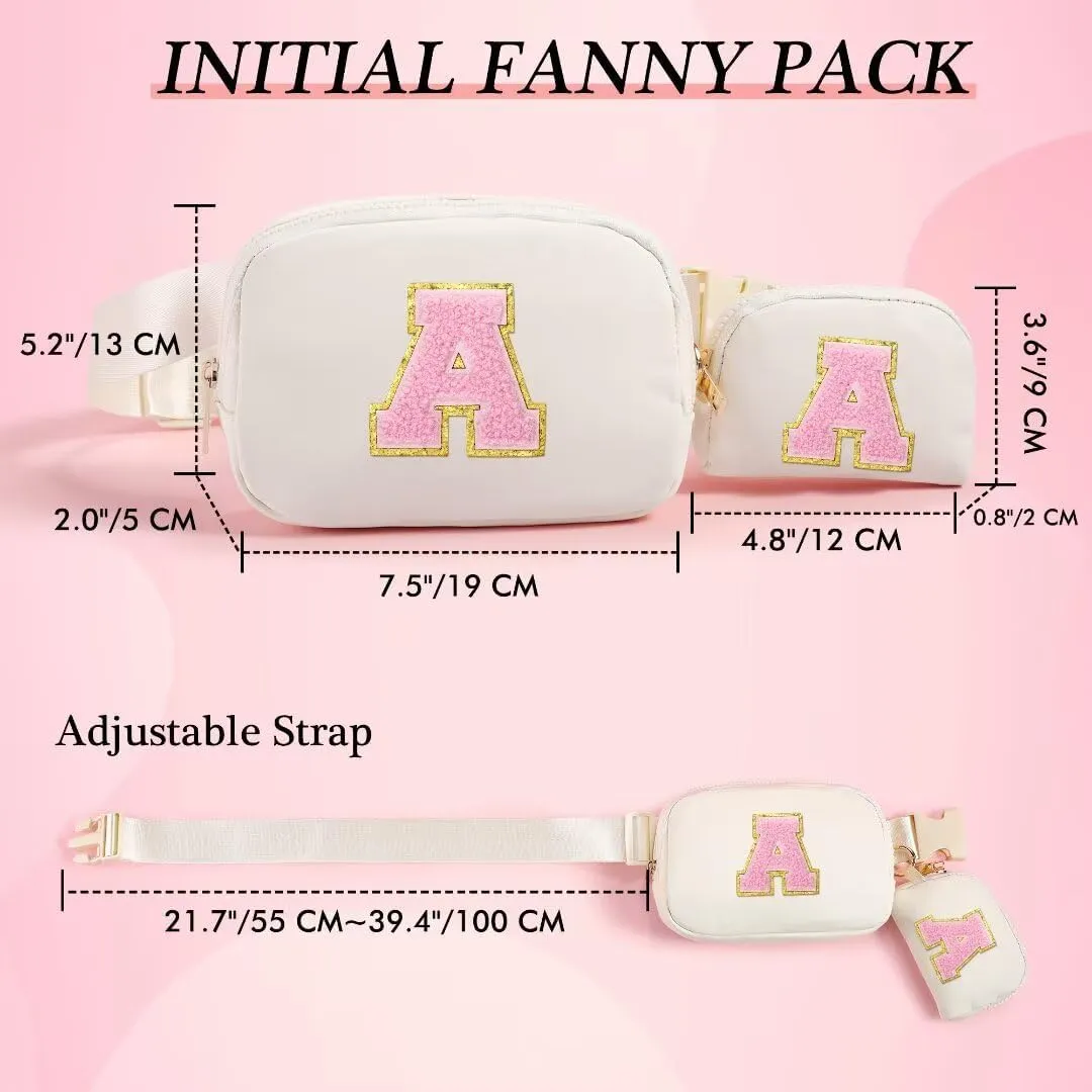 YOOLIFE Gifts for Women, Personalized Birthday Gifts for Women Daughter Sister Friends Mom Girlfriend Aunt Niece, Initial Fanny Pack Crossbody Purse Belt Bag, White S
