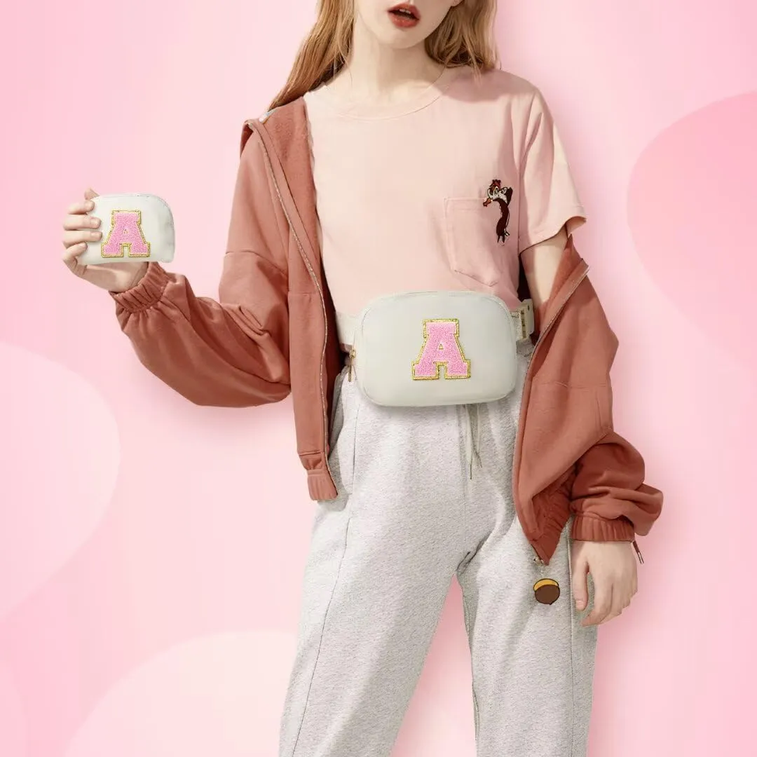YOOLIFE Gifts for Women, Personalized Birthday Gifts for Women Daughter Sister Friends Mom Girlfriend Aunt Niece, Initial Fanny Pack Crossbody Purse Belt Bag, White S