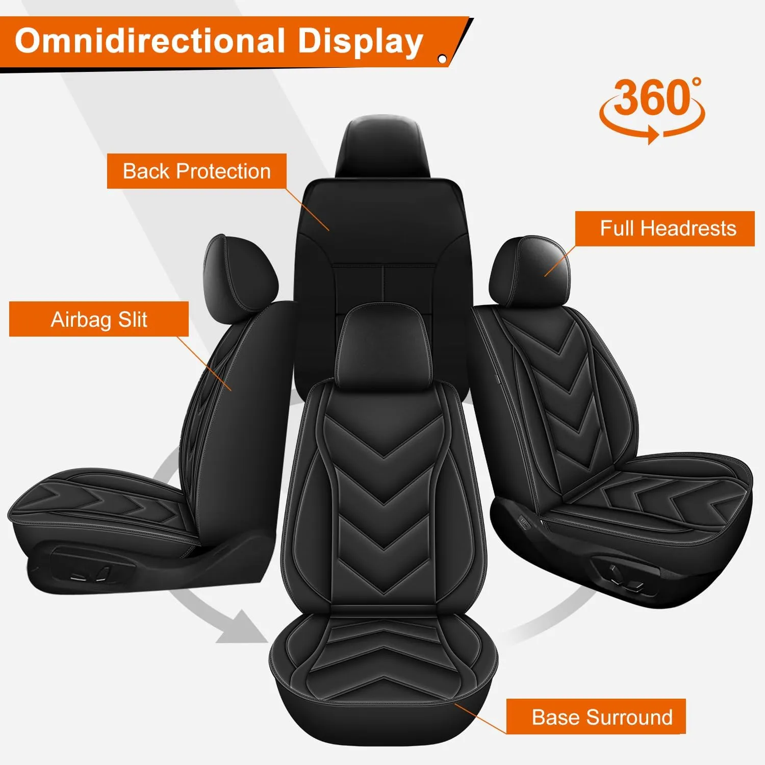 YORKNEIC Seat Covers Fit for Nissan Titan 2017-2024 2025: Waterproof Leather Car Seat Cover Front Seat - Truck Pickup Black
