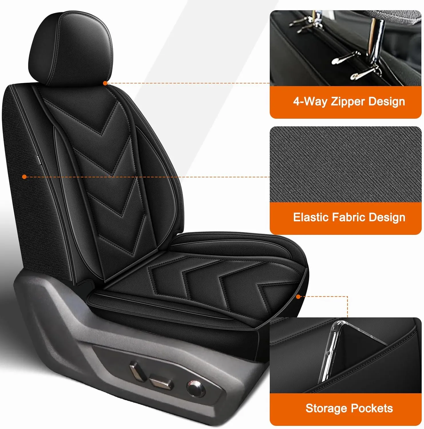YORKNEIC Seat Covers Fit for Nissan Titan 2017-2024 2025: Waterproof Leather Car Seat Cover Front Seat - Truck Pickup Black