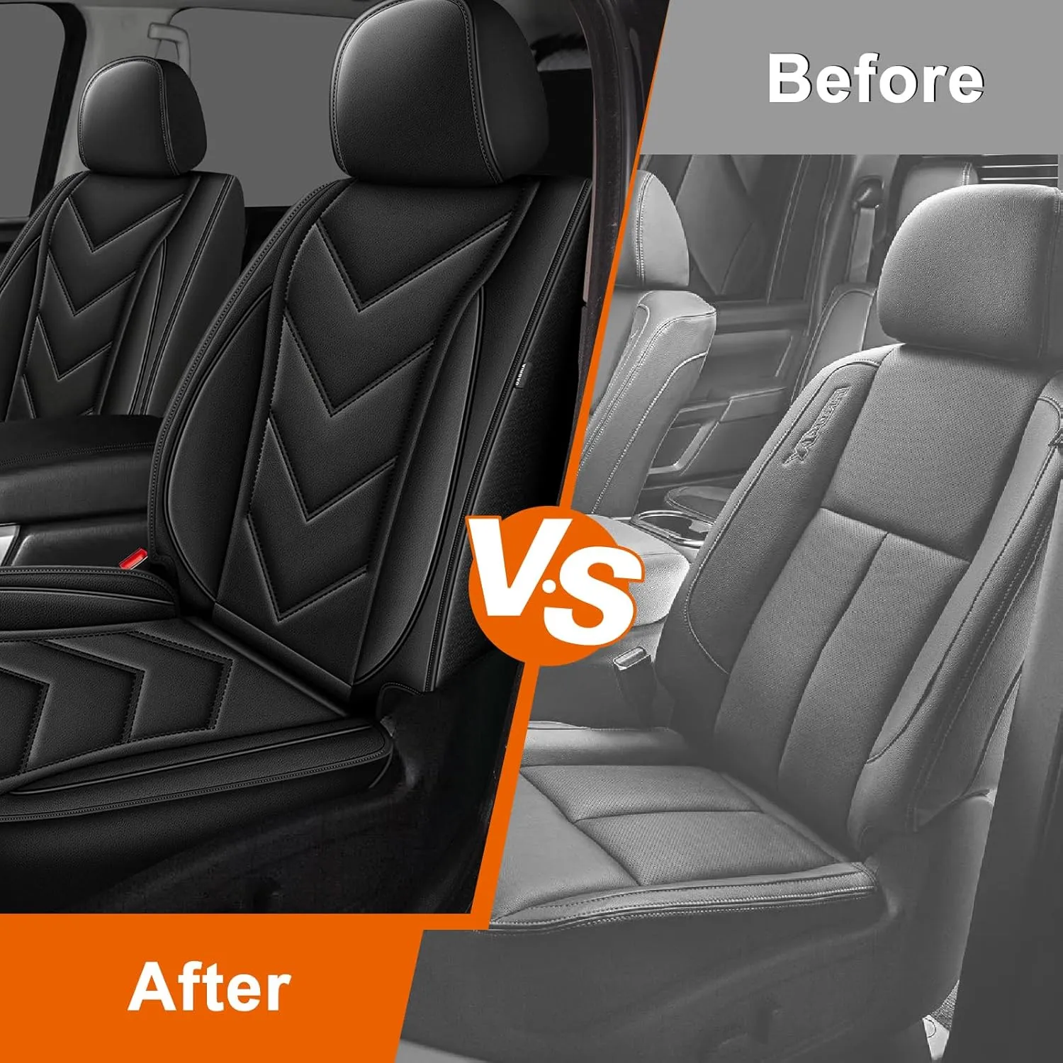 YORKNEIC Seat Covers Fit for Nissan Titan 2017-2024 2025: Waterproof Leather Car Seat Cover Front Seat - Truck Pickup Black