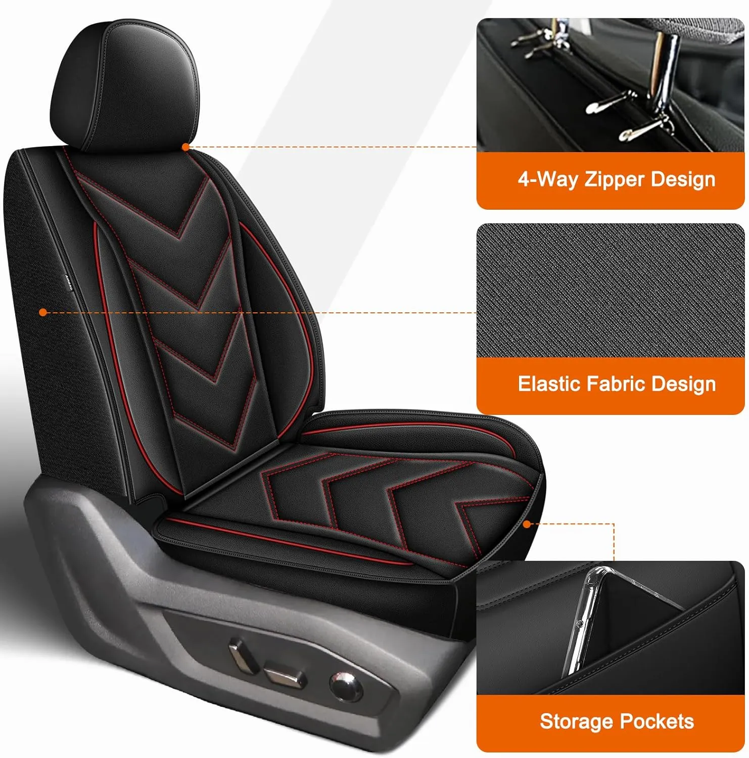 YORKNEIC Seat Covers Fit for Nissan Titan 2017-2024 2025: Waterproof Leather Car Seat Cover Front Seat - Truck Pickup Compatible with Airbag (Redline)