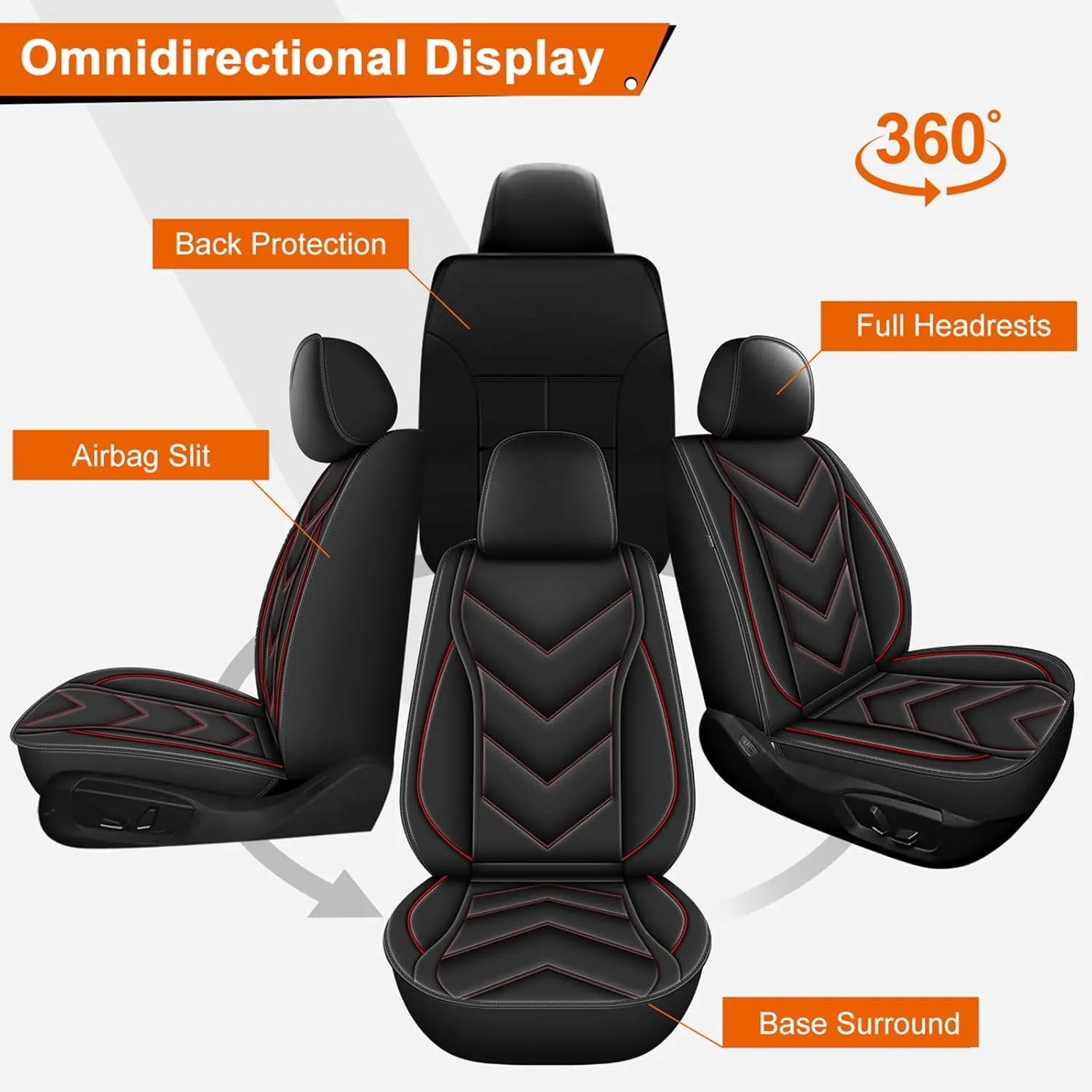 YORKNEIC Seat Covers Fit for Nissan Titan 2017-2024 2025: Waterproof Leather Car Seat Cover Front Seat - Truck Pickup Compatible with Airbag (Redline)
