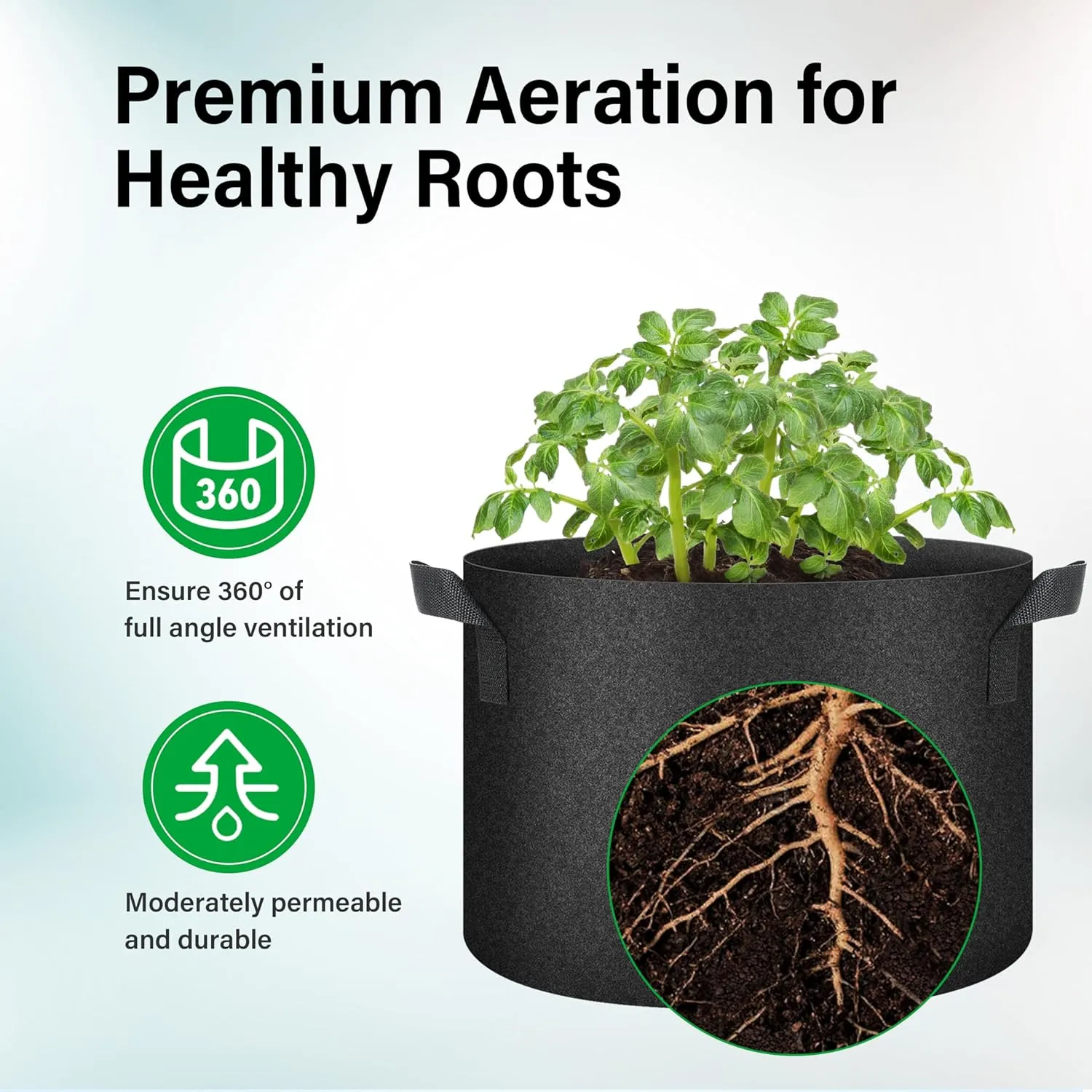 YSSOA 5-Pack 10 Gallon Grow Bags, Aeration Nonwoven Fabric Plant Pots with Handles, Heavy Duty Gardening Planter for Potato, Tomato, Vegetable and Fruits, Black 2024 Version
