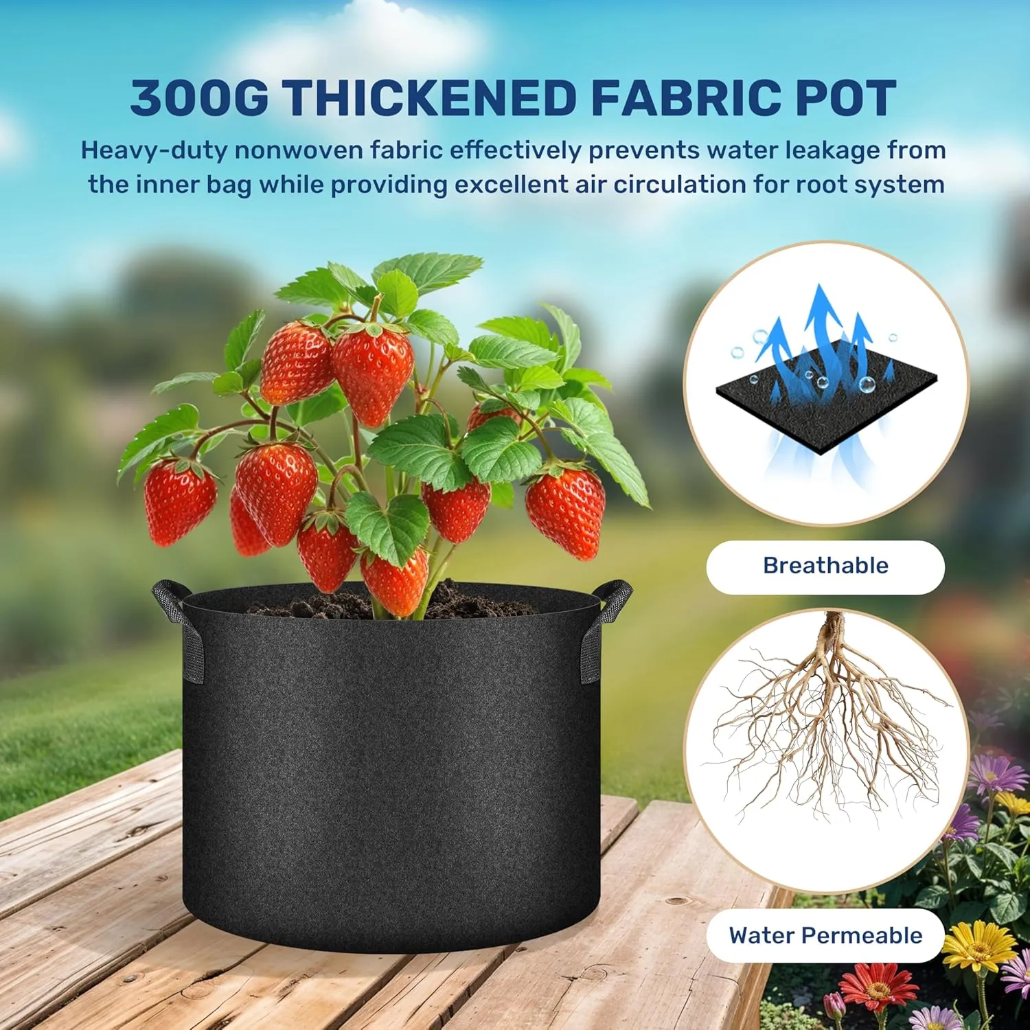 YSSOA Grow Bags 12 Pack 10 Gallon 300G Reusable Breathable Gardening Pots with Handles Non-Woven Fabric Plant Bags, Heavy Duty Planting Bags for Grow Tent Hydroponic & Outdoor Vegetables Tomatoes