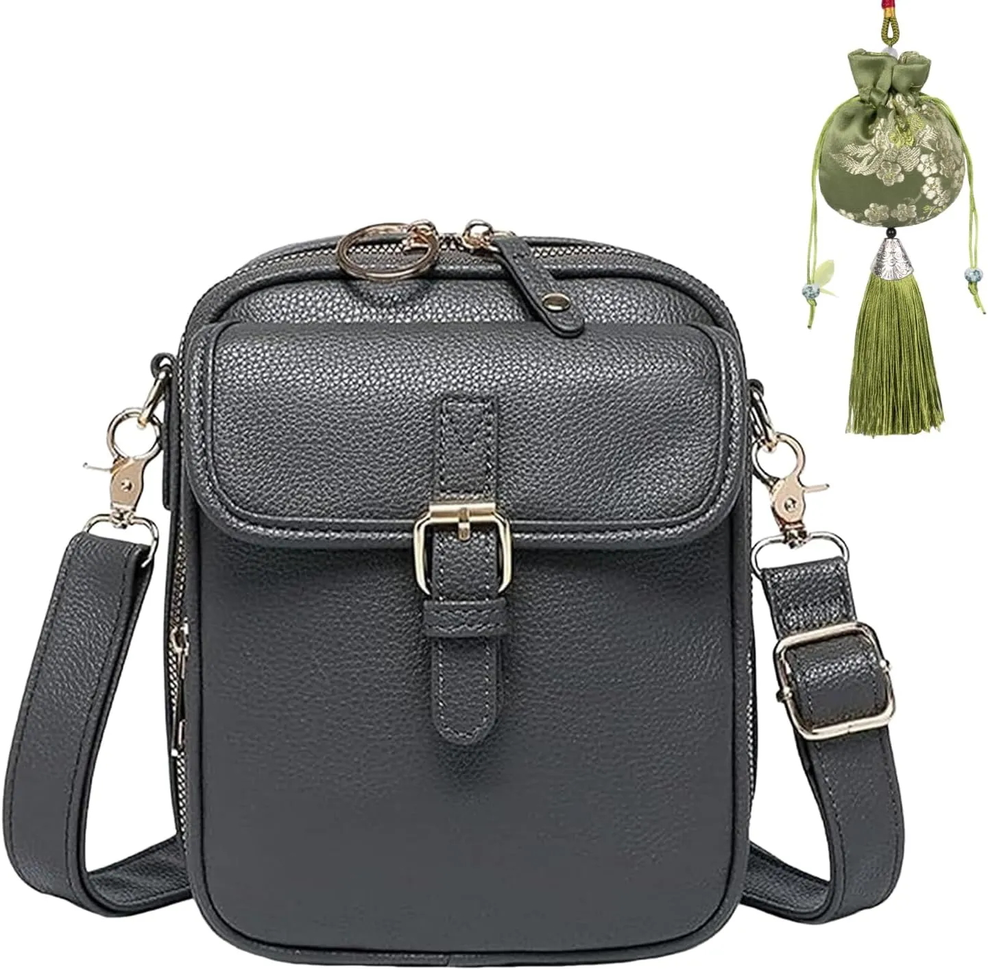 Zealburst Crossbody Leather Bag, 2025 Vintage Double Layer Crossbody Leather Bags for Women with Card Slot