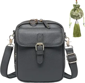 Zealburst Crossbody Leather Bag, 2025 Vintage Double Layer Crossbody Leather Bags for Women with Card Slot