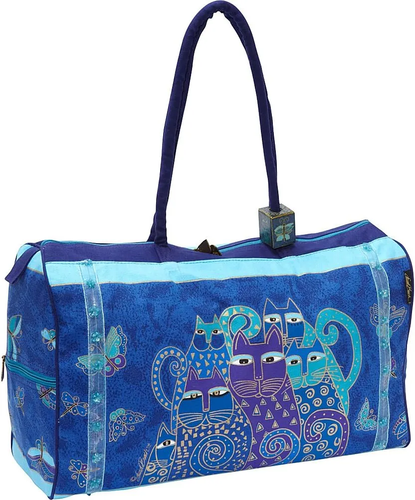 Zeckos Laurel Burch LB414 Indigo Cats Travel Tote Bag in Blue Plastic for Adults