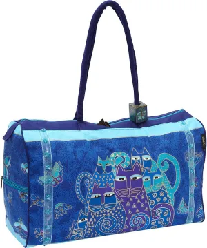 Zeckos Laurel Burch LB414 Indigo Cats Travel Tote Bag in Blue Plastic for Adults