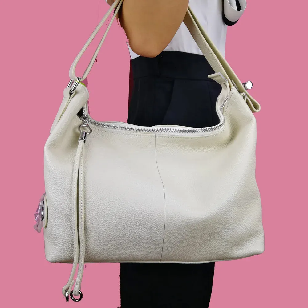 ZENCY Hot Stylish 100% Genuine Cow Leather Women Handbag Extendable Handle Strap Cowhide Ladies Tote Shoulder Bags Purse Satchel