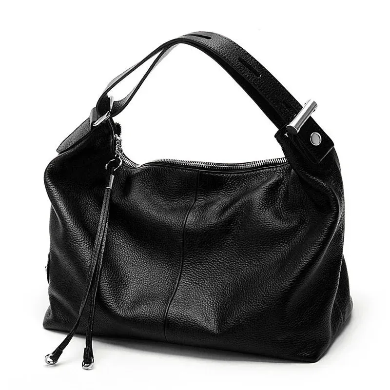 ZENCY Hot Stylish 100% Genuine Cow Leather Women Handbag Extendable Handle Strap Cowhide Ladies Tote Shoulder Bags Purse Satchel