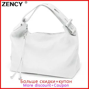 ZENCY Hot Stylish 100% Genuine Cow Leather Women Handbag Extendable Handle Strap Cowhide Ladies Tote Shoulder Bags Purse Satchel