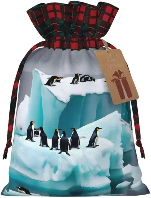 ZISHAK Penguins On The Iceberg Fabric Gift Bag-Delicately Styled For Special Occasions-Ideal For Festival,Anniversaries