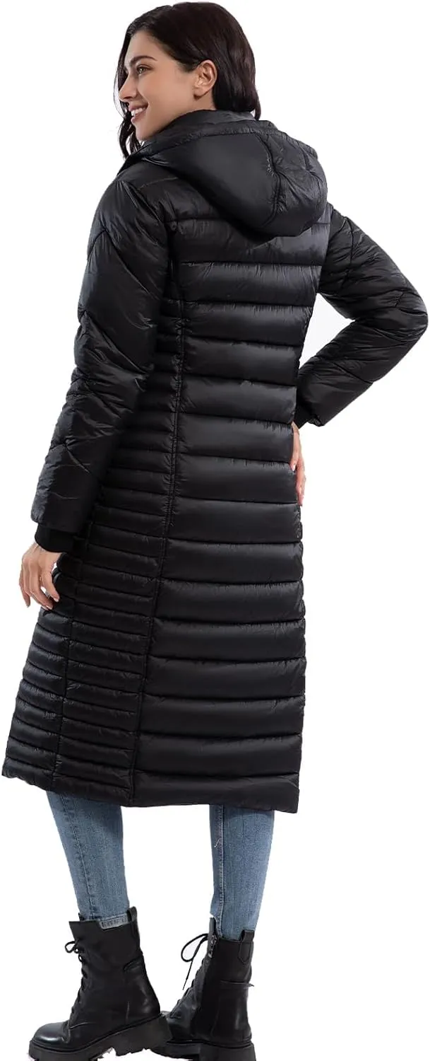 ZMC Thicken Women's Winter Puffer Coat, Warm Hooded Long Puffy Packable Jacket