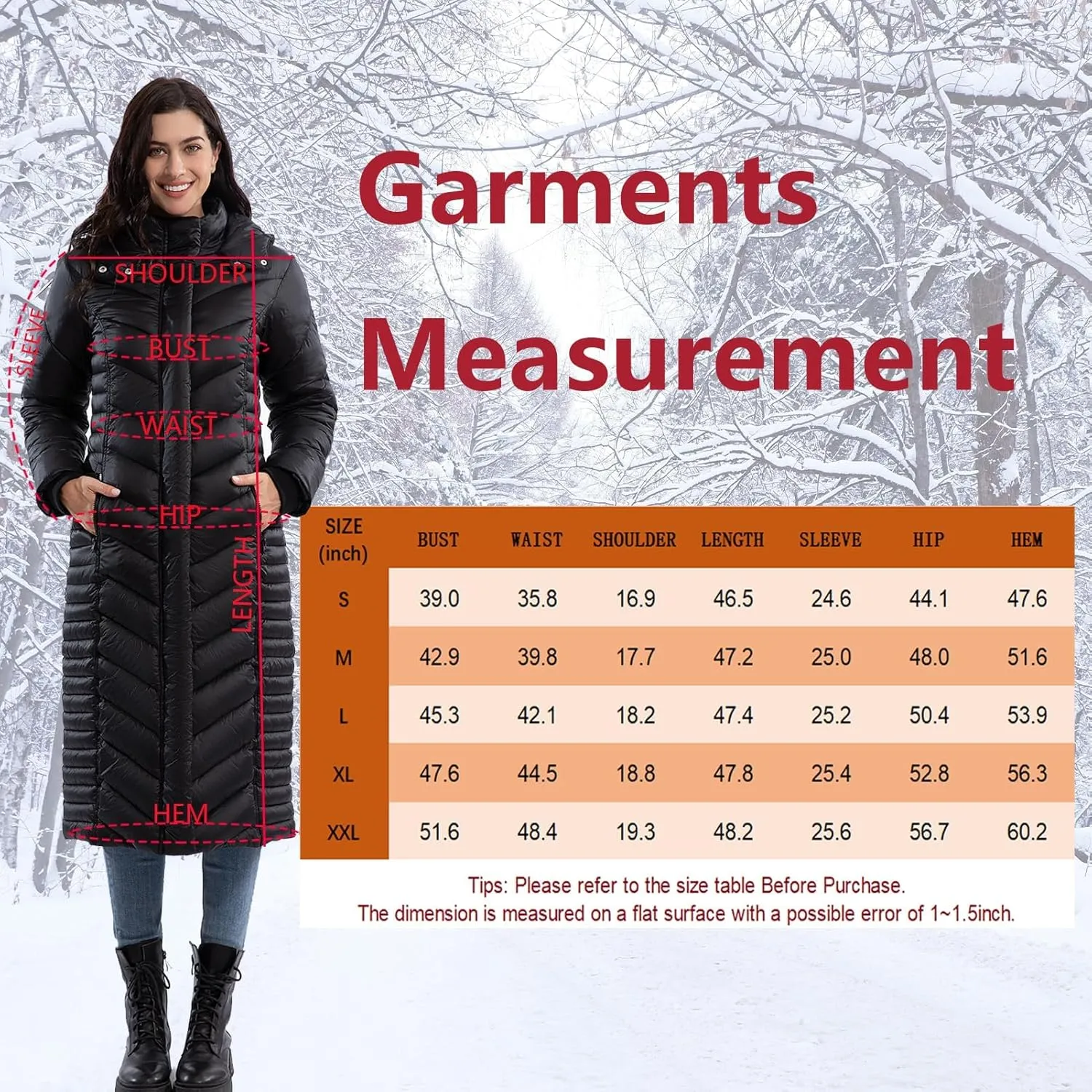 ZMC Thicken Women's Winter Puffer Coat, Warm Hooded Long Puffy Packable Jacket