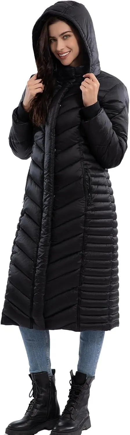 ZMC Thicken Women's Winter Puffer Coat, Warm Hooded Long Puffy Packable Jacket