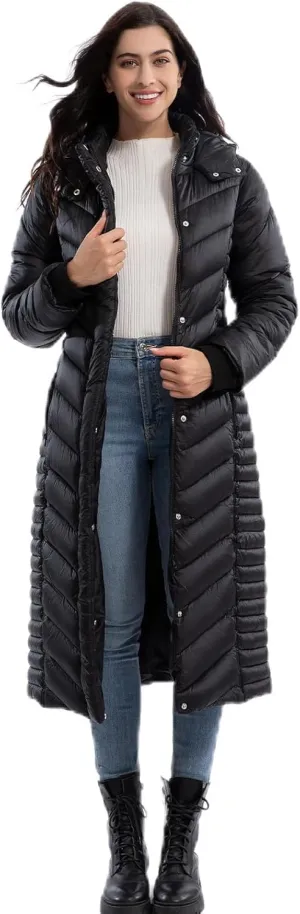 ZMC Thicken Women's Winter Puffer Coat, Warm Hooded Long Puffy Packable Jacket
